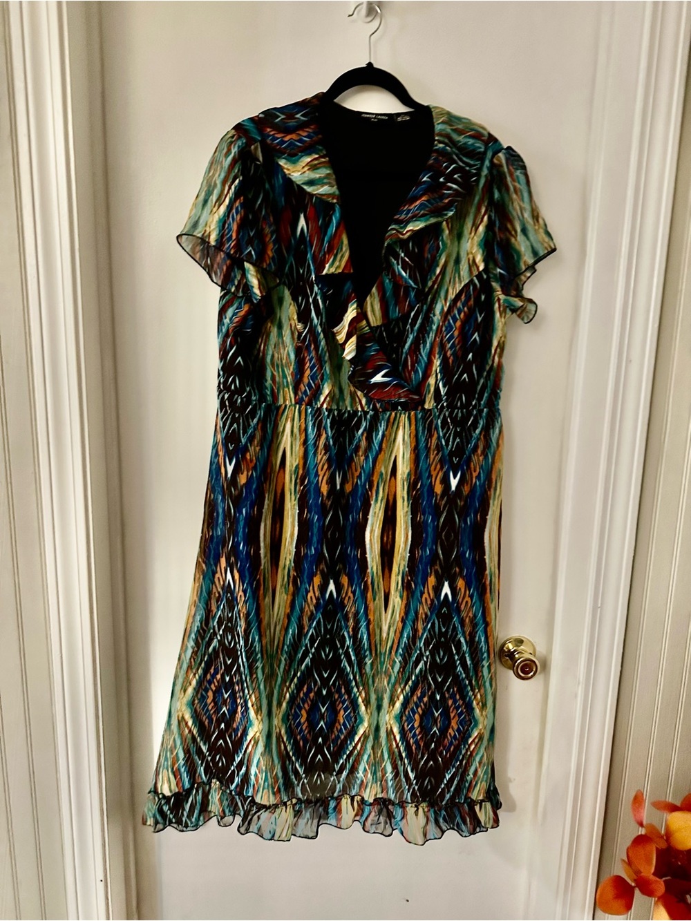 2X Jennifer Lauren V-Neck Faux wrap chiffon Women’s Dress